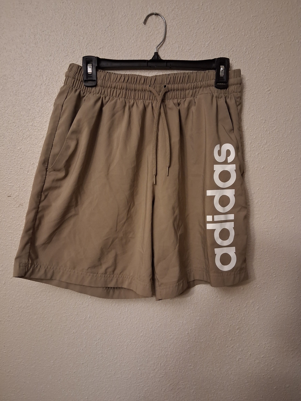 adidas Khaki Athletic Shorts with White Logo